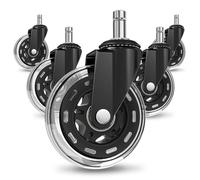 COSYLAND Set 5 Ruote Sedia Ufficio, Attacco 11 mm, Silenziose e Resistenti