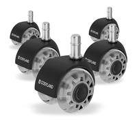 COSYLAND Rotelle doppie argento trasparente per sedia ufficio, ruote per sedia ufficio con rotazione a 360° e movimento fluido, adatte a parquet e pavimenti delicati, 10MM