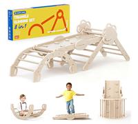 COSYLAND Set Arrampicata per Bambini 8-in-1, 18 Mesi-6 Anni, L, Naturale