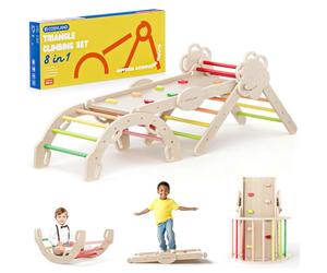 COSYLAND Set Arrampicata per Bambini 8-in-1, 18 Mesi-6 Anni, L, Tono Caldo