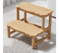 COSYLAND Sgabello Bagno Bambini in Bambù - Scaletta Bambini a 2 Gradini con Design a Nuvola, Antiscivolo, Scalino per Cucina, Toilette, Cameretta, Fino a 136 kg (Naturale)