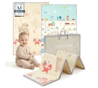 COSYLAND Tappeto Gioco Bambini Pieghevole Neonato - Tappeto Gioco Neonato Impermeabile Morbido 120 x 180 x 1cm,Tappetino per Attività, Schiuma Sicura, Reversibile, Regalo Bambino (Orso & City Car)
