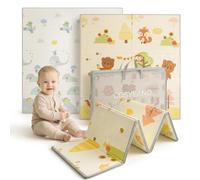 COSYLAND Tappeto Gioco Bambini Pieghevole 200x180x1cm Animal & Fox Bear | Morbido e impermeabile, reversibile Animal & Forest: tappeto gioco neonato per cameretta, gioco a terra e primi movimenti