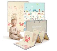 COSYLAND Tappeto Gioco Bambini Pieghevole Neonato - Tappeto Gioco Neonato Impermeabile Morbido 150 x 180 x 1cm,Tappetino per Attività, Schiuma Sicura, Reversibile, Regalo Bambino (Orso & City Car)