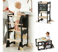 COSYLAND Torre Educativa Bambini 3-in-1, 18 mesi-3 anni, L, Nero e Naturale