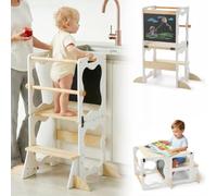 COSYLAND Torre Educativa Bambini 3-in-1, L, Bianco e Naturale