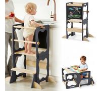COSYLAND Torre Educativa Bambini 3-in-1, L, Grigio Elefante e Naturale