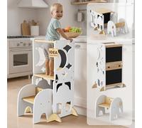 COSYLAND Torre Educativa Bambini, 4-in-1, L, Bianco e Naturale