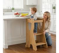 COSYLAND Torre Montessoriana Bambini - Torretta Montessoriana in Legno Naturale - 3 Altezze Regolabili per Adattarsi alla Crescita del Bambino - Adatto per Bambini da 18 Mesi a 6 Anni (Naturale)