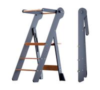 COSYLAND Torre Montessoriana Pieghevole - Torre montessoriana bambini con 2 altezze regolabili - Torretta montessoriana per stare in piedi o sedut i - Sedia montessoriana per bambini(Grigio&Naturale)