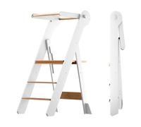 COSYLAND Torre Montessoriana Pieghevole - Torre montessoriana bambini con 2 altezze regolabili - Torretta montessoriana per stare in piedi o sedut i - Sedia montessoriana per bambini(Bianco&Naturale)