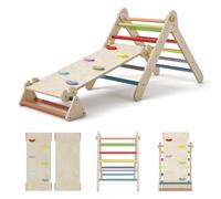 COSYLAND Triangolo Arrampicata per Bambini: Set 3 in 1 con Scivolo | Legno Multistrato, Pioli A Meno Di 8 cm, Scivolo Reversibile Pieghevole, Per Bambini In Cameretta