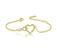 Cosysparks Bracciale Infinito Donna, Cuore Bracciale Donna Infinito Regolabile bracciale infinito dell'amore Ladies Love Heart Bracelets Gift bracciali Infinito per le Donne (oro)