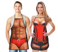 Cosysparks Grembiule Cucina Divertente,2 Pack Grembiuli di Novità Grembiuli da Cucina Impermeabili Grembiuli Sexy Grembiuli da Cucina Divertente Grembiule da Cucina Abbinamento Grembiuli (Stile 1)