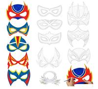 Cosysparks Maschere supereroi bambini Per la festa dei bambini, 12 pezzi Colour-In Maschera DIY maschere da colorare bambini Crea la tua maschera per il bambino Cosplay Dress-Up Compleanno Forniture