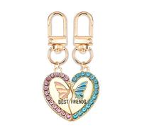 Cosysparks Portachiavi Amicizia 2 Pezzi, Portachiavi Amiche Bff Friendship Amicizia A 2 Portachiavis Migliore Amico Farfalla Strass Cuore Stitch Portachiavis (Rosa e blu)