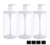 Cosywell Bottiglie in plastica ricaricabili con pompa, a bocca larga, stile vasetto, senza BPA, per lozioni, shampoo, balsamo, colore bianco, 3 x 1000 ml