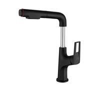 COSZWQDP Miscelatore for lavabo con doccetta Estraibile in Ottone, Acqua Calda e Fredda, Girevole, monoforo, Rubinetto for da Bagno, Grigio(Gris)