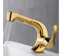COSZWQDP Miscelatore for lavabo con doccetta Estraibile Rubinetti for Bagno Rubinetto for in Ottone Caldo e Freddo Doccia for monoforo - Dorato(Gold)