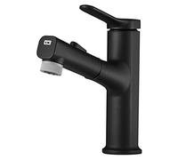 COSZWQDP Rubinetto for lavabo con doccetta Estraibile in Ottone, Rubinetto monoforo for Acqua Calda e Fredda, utilizzato for, Bagno, WC, Nero(Chrome)