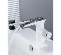 COSZWQDP Rubinetto for lavabo con Temperatura Digitale, Rubinetto for Nero Maniglia Singola, for Cascata Calda e Fredda(Chrome White)
