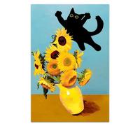 COTAIL Stampa artistica da parete su tela senza cornice per camera da letto e ufficio, 30,5 x 20,3 cm, divertenti gatti neri in dipinti famosi decorazioni da parete per soggiorno quadri quadri opere