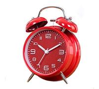 Cotchear - Sveglia a doppia campana, extra forte, con suoneria meccanica, guscio satinato, retroilluminazione, senza rumore, per casa, ufficio, colore: rosso