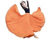 COTCLO Gonna lunga da donna gonna da ballo a pieghe gonna lunga estiva tinta unita gonna lunga in chiffon a vita alta gonna a dondolo grande, Arancione, S