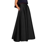 COTCLO Gonna lunga Primavera Estate Donne Gonne Elegante Vita Alta A-Line Partito Maxi Gonna Lunga Casual Vacanza Solide Gonne, Nero , XXL