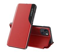 COTDINFOR Compatibilit¨¤ con Huawei P30 Lite Custodia Clear Smart View Libero Flip Cavalletto Pieghevole Paraurti Cellulare Protezione Sottile Cover per Huawei P30 Lite Red CC.
