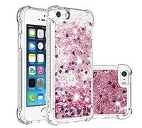 COTDINFOR Compatible avec iPod Touch 7 Custodia Cases Brillantini Liquido Glitter Floating Trasparente Silicone Antiurto Protettivo Phone Cover per iPod Touch 5/6 TPU Love Rose Gold YBWTLS.