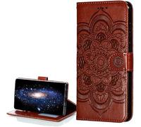 COTDINFOR Compatible with iPhone 13 Pro Max Custodia Lucky Flower Creativo PU in Pelle Portafoglio Slot per schede Magnetico Antiurto Flip Cover per iPhone 13 Pro Max Case Brown Mandala LD.