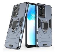 COTDINFOR Compatible with OnePlus Nord 2T 5G Custodia Silicone TPU + Hard PC Shell Metal Ring Stand Holder Magnetic Car Mount Thin Duty Armor Antiurto Cover per OnePlus Nord 2T 5G Blue- KK.