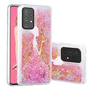 COTDINFOR Compatible with Samsung Galaxy A02S Coque Liquide Cover Bling Glitter Sparkle Floating Antichoc Protective Étui Housse Cover pour Galaxy A02S Pink Princess XYLS.