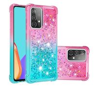 COTDINFOR Compatible with Samsung Galaxy A52 5G Custodia Bling Liquid Cases Glitter Sparkle Floating Silicone Antiurto Phone Case per Galaxy A52 5G Cover TPU Gradient Pink Blue YB.