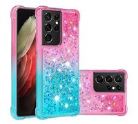 COTDINFOR Compatible with Samsung Galaxy S21 Ultra Custodia Bling Liquid Cases Glitter Sparkle Floating Silicone Antiurto Phone Case per Galaxy S21 Ultra Cover TPU Gradient Pink Blue YB.