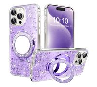 COTDINFOR Cover per Redmi Note 14 5G Custodia Brillantini Makeup Mirror Ring Holder Sparkle Bling Star Case Luxury TPU Bumper Antiurto Cristallo Bling Cover per Redmi Note 14 5G Viola DJ.