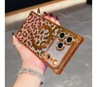 COTDINFOR Custodia per iPhone 17 Pro Max Cover [Compatibile con MagSafe] Glitter Shinny Leopardato Case Luxury Sottile Plating TPU Antiurto Protettivo Magnetica Cover per iPhone 17 Pro Max Orange BW