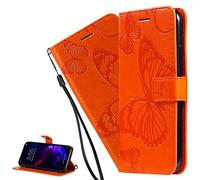 COTDINFOR Custodia per Samsung Galaxy A17 Flip Caso Portafoglio Premium Pelle PU Libro Cover con Slot per Schede [Funzione di Supporto] Silicone TPU Bumper Custodia per Galaxy A17 Orange KTB