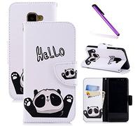 COTDINFOR Custodia Samsung A8 2018,Cover Pelle Galaxy A8 2018,[Supporto Stand][Carta Fessura] Ultra Sottile,Magnetica Protettiva Flip Wallet Cover per Samsung Galaxy A8 2018 Hello Panda BF.