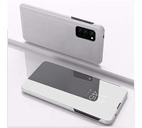 COTDINFOR Galaxy S20 Plus Custodia Placcatura Specchio Clear View Standing Cover Slim Mirror Flip Portafoglio Antiurto Case con Funzione Stand per Samsung Galaxy S20 Plus Mirror PU Silver MX.