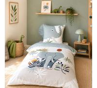 CÔTE DECO Parure da letto per bambini Elephant 140 x 200 cm + federa 63 x 63 cm - 2 pezzi