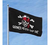 COTECI Bandiere da giardino divertenti Goonies Never Say Die Bandiera Cool Bandiere per uomo Caverna Indietro Yard Decorazioni (dimensioni: 60 x 90 cm)