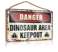 COTECI Cartello per porta Hello Danger Dinosaur Area Keep Out Targa in legno da appendere Targa di benvenuto per porta d'ingresso all'aperto (Dimensioni: 20 x 30 cm)