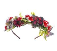 CoTeeZa Corona di fata a forma di fungo rosso, da elfo, con fascia floreale, tiara fantasia, foresta, farfalla, tiara, copricapo per donne, matrimonio, rinascimentale, Halloween, Natale, accessori per