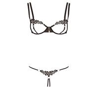Cottelli - set reggiseno ricamato scintillante (nero) - L