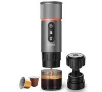 COTGCO Macchina per caffè Espresso Portatile : Macchina da caffè Portatile a Batteria per viaggi in Campeggio - Riscaldamento Rapido in 2,5 inuti - 8 Tazze di Caffè Espresso per una Carica - Argento