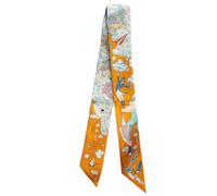 COtheSumay - Sciarpa per borse da donna, in seta di gelso, 1 nastro per capelli da 5 x 89 cm, sciarpa da donna, arancione con motivo sogni tra le nuvole (Cloudy Dreams Orange)