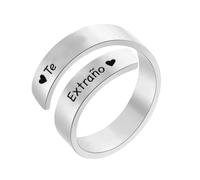 cotigo Anello regolabile in acciaio inox con messaggio inciso, regalo per donna, ideale per compleanno, Natale e festa della mamma, Lega di acciaio, no