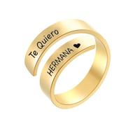 cotigo Anello regolabile in acciaio inox con messaggio inciso, regalo per donna, ideale per compleanno, Natale e festa della mamma, Lega di acciaio, no